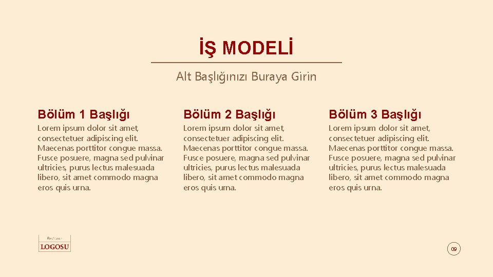 İŞ MODELİ Alt Başlığınızı Buraya Girin Bölüm 1 Başlığı Bölüm 2 Başlığı Bölüm 3