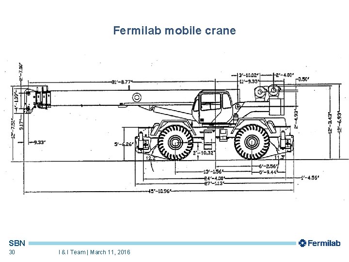 Fermilab mobile crane SBN 30 I & I Team | March 11, 2016 
