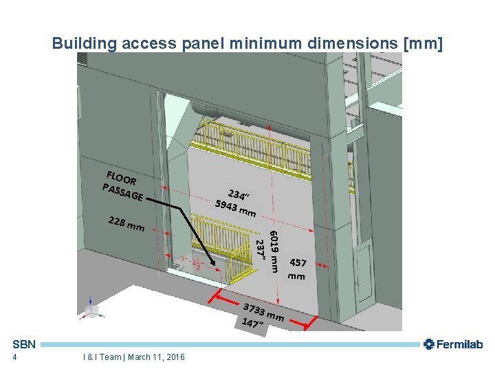 Building access panel minimum dimensions [mm] FLOO R PASS AGE 6019 mm 237” 228