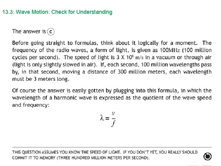 13. 3: Wave Motion: Check for Understanding 