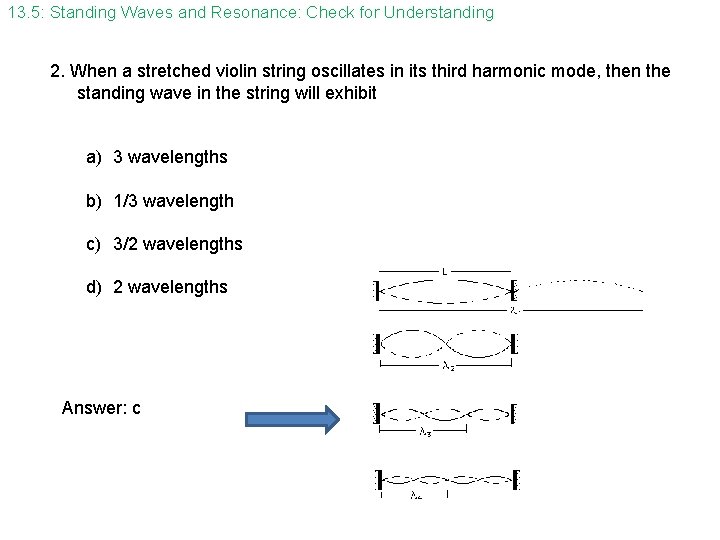 13. 5: Standing Waves and Resonance: Check for Understanding 2. When a stretched violin