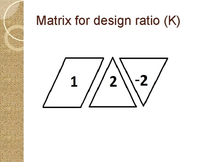 Matrix for design ratio (K) 