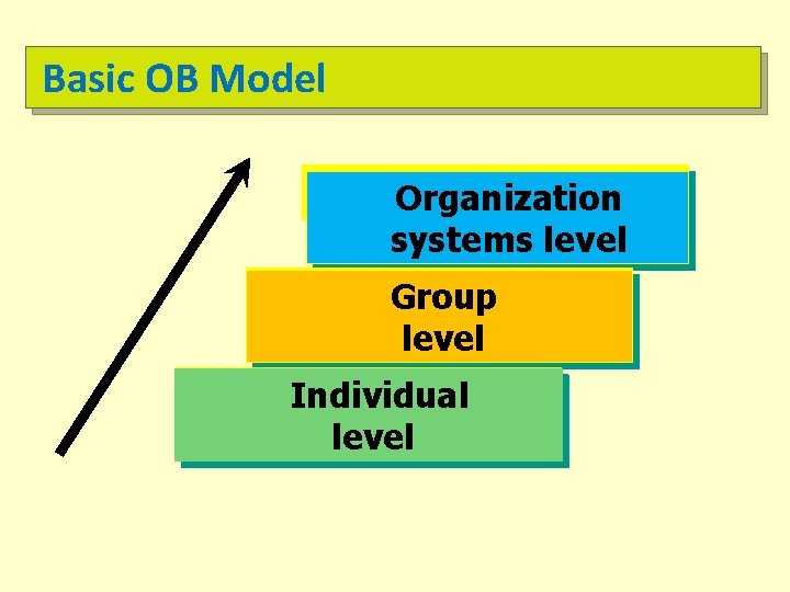 Basic OB Model Organization systems level Group level Individual level 