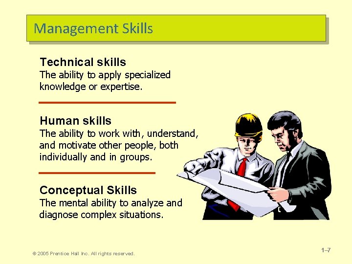 Management Skills Technical skills The ability to apply specialized knowledge or expertise. Human skills