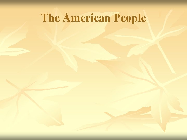 The American People 
