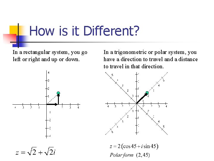 How is it Different? In a rectangular system, you go left or right and