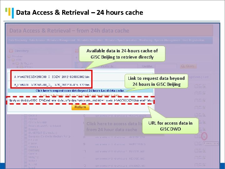 Data Access & Retrieval – 24 hours cache Data Access & Retrieval – from