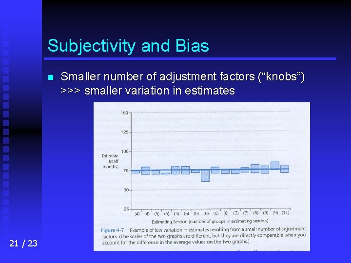 Subjectivity and Bias n 21 / 23 Smaller number of adjustment factors (“knobs”) >>>
