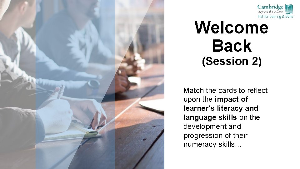 Welcome Back (Session 2) Match the cards to reflect upon the impact of learner’s