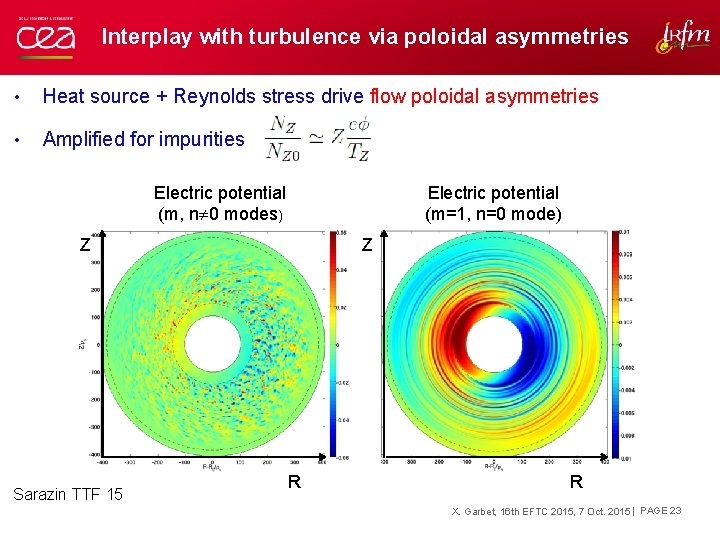 Interplay with turbulence via poloidal asymmetries • Heat source + Reynolds stress drive flow