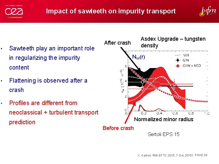 Impact of sawteeth on impurity transport • Sawteeth play an important role in regularizing