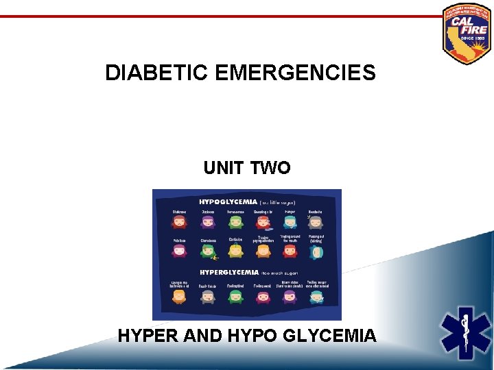DIABETIC EMERGENCIES UNIT TWO HYPER AND HYPO GLYCEMIA 
