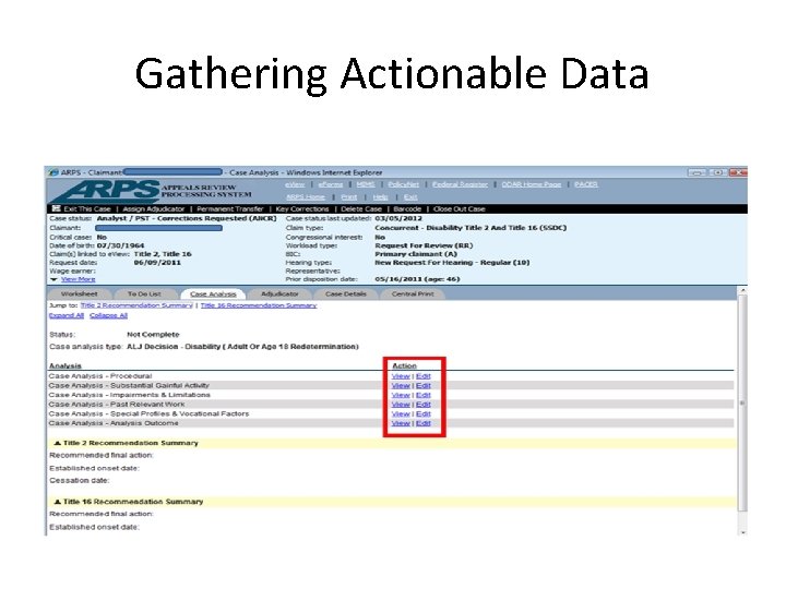 Gathering Actionable Data 