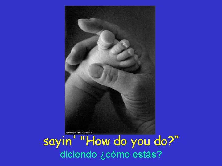 sayin' "How do you do? “ diciendo ¿cómo estás? 