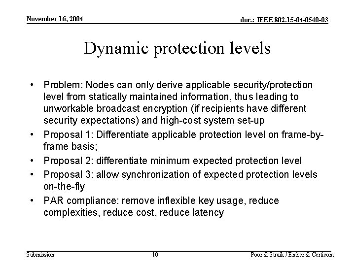 November 16, 2004 doc. : IEEE 802. 15 -04 -0540 -03 Dynamic protection levels