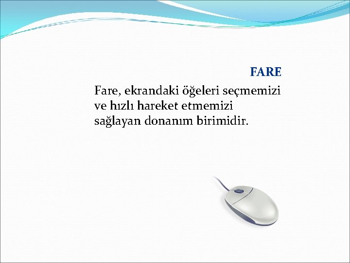 FARE Fare, ekrandaki öğeleri seçmemizi ve hızlı hareket etmemizi sağlayan donanım birimidir. 