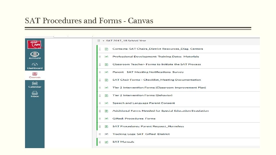 SAT Procedures and Forms - Canvas 