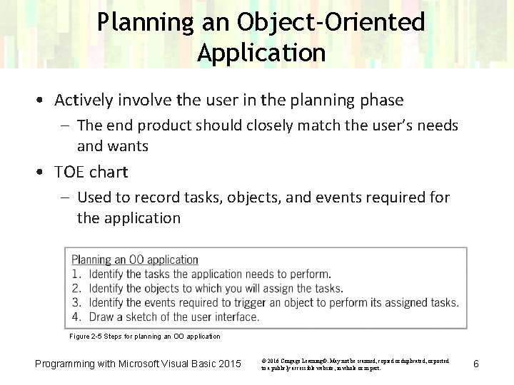 Planning an Object-Oriented Application • Actively involve the user in the planning phase –