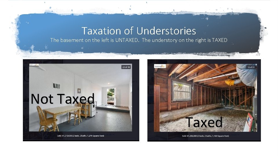 Taxation of Understories The basement on the left is UNTAXED. The understory on the