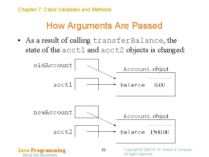 Chapter 7: Class Variables and Methods How Arguments Are Passed • As a result