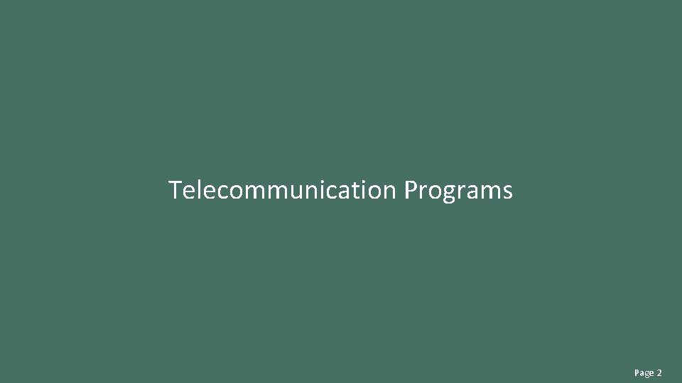 Telecommunication Programs Page 2 