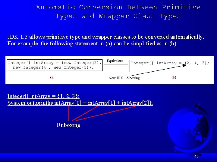 Automatic Conversion Between Primitive Types and Wrapper Class Types JDK 1. 5 allows primitive