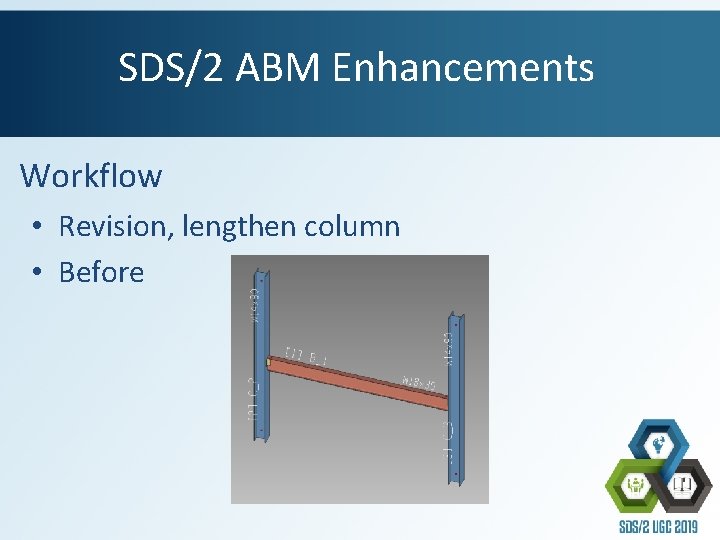SDS/2 ABM Enhancements Workflow • Revision, lengthen column • Before 