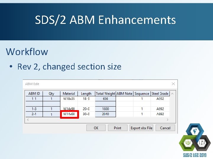 SDS/2 ABM Enhancements Workflow • Rev 2, changed section size 