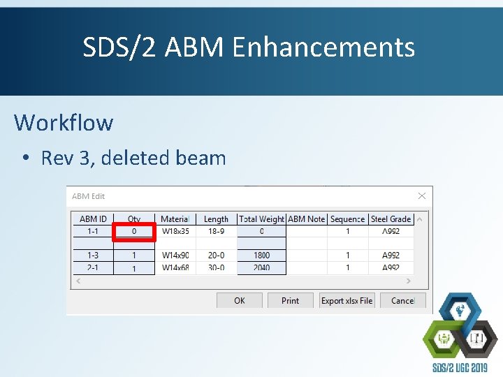 SDS/2 ABM Enhancements Workflow • Rev 3, deleted beam 