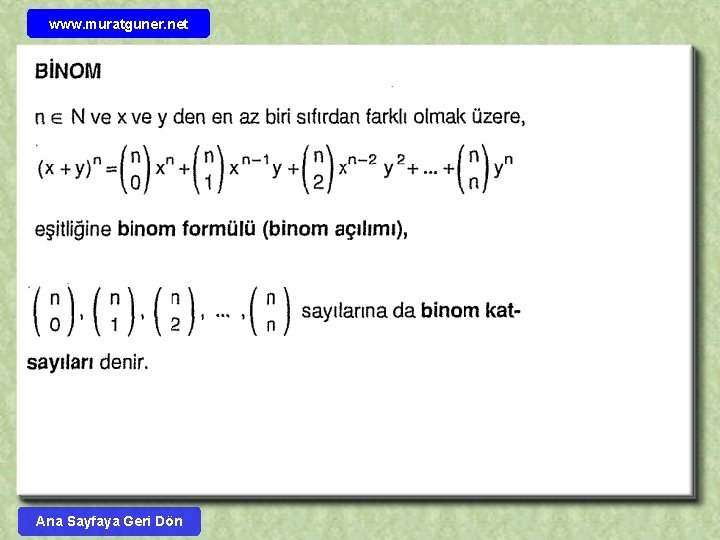 www. muratguner. net Ana Sayfaya Geri Dön 