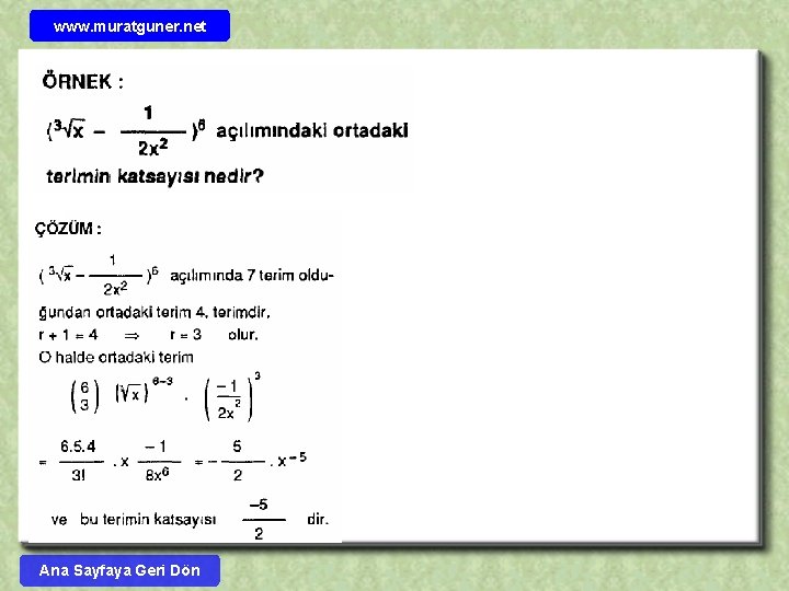 www. muratguner. net Ana Sayfaya Geri Dön 