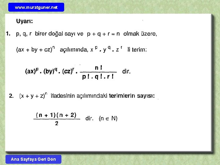 www. muratguner. net Ana Sayfaya Geri Dön 