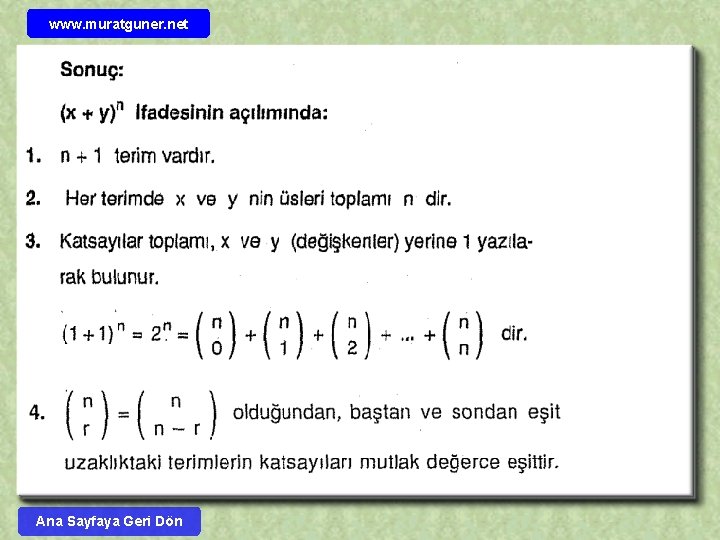 www. muratguner. net Ana Sayfaya Geri Dön 