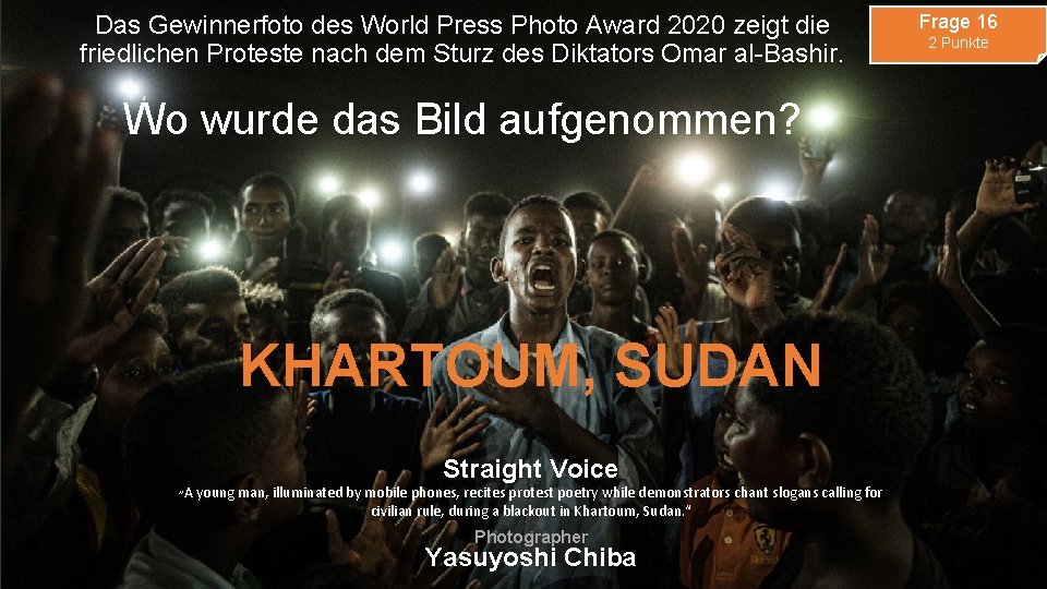 Das Gewinnerfoto des World Press Photo Award 2020 zeigt die friedlichen Proteste nach dem
