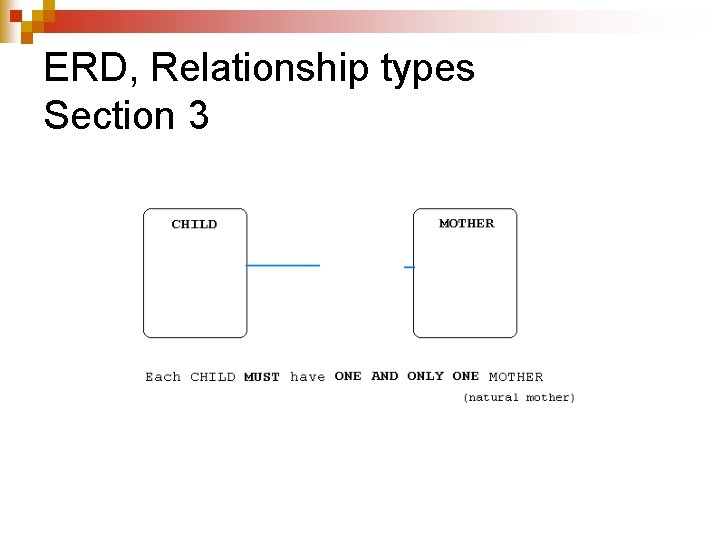 ERD, Relationship types Section 3 