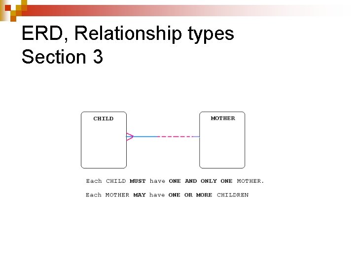 ERD, Relationship types Section 3 