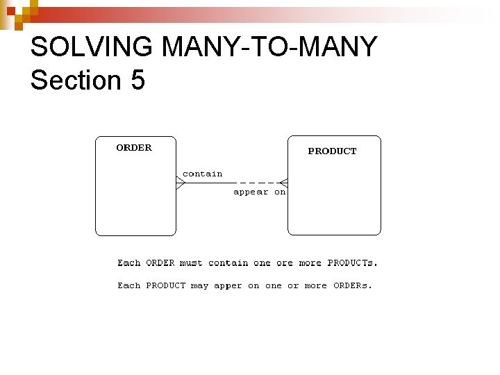 SOLVING MANY-TO-MANY Section 5 