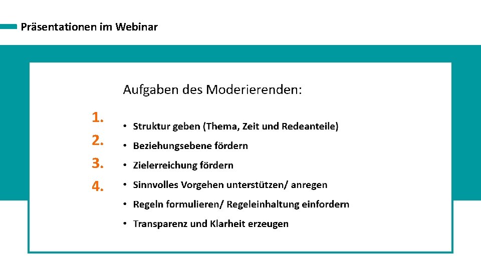 Präsentationen im Webinar 1. 2. 3. 4. 