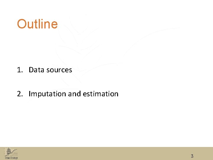 Outline 1. Data sources 2. Imputation and estimation 3 