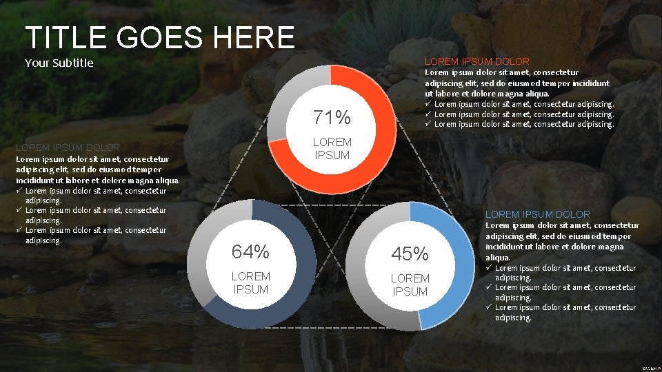 TITLE GOES HERE Your Subtitle LOREM IPSUM DOLOR 71% LOREM IPSUM DOLOR Lorem ipsum