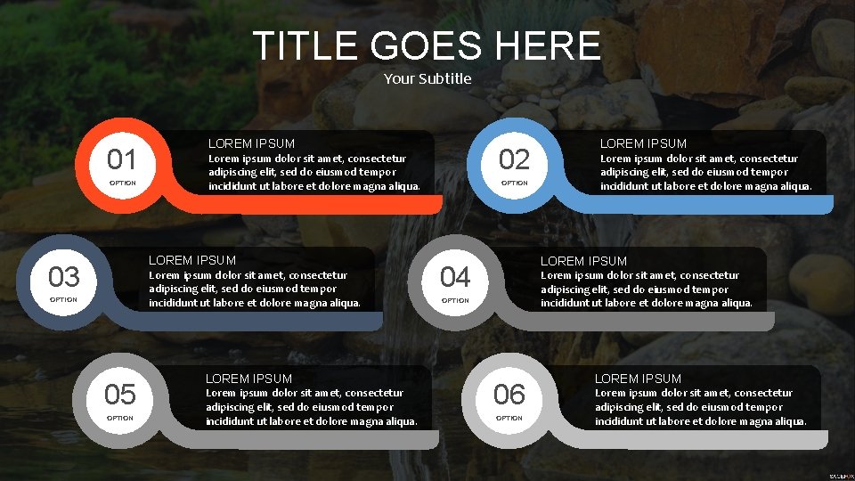 TITLE GOES HERE Your Subtitle 01 OPTION LOREM IPSUM 03 Lorem ipsum dolor sit