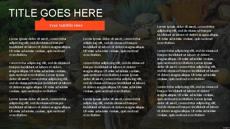 TITLE GOES HERE Your Subtitle Here Lorem ipsum dolor sit amet, consectetur adipiscing elit,