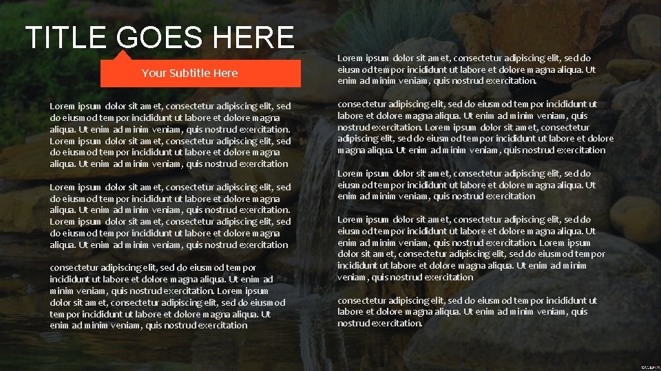 TITLE GOES HERE Your Subtitle Here Lorem ipsum dolor sit amet, consectetur adipiscing elit,