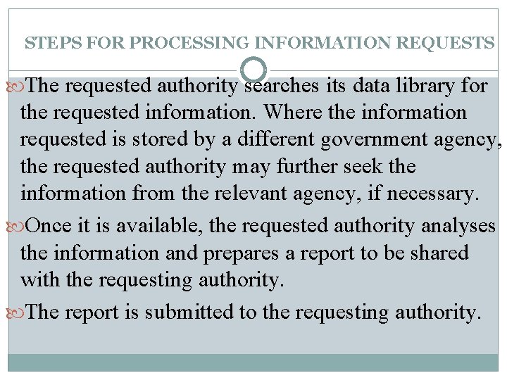 STEPS FOR PROCESSING INFORMATION REQUESTS The requested authority searches its data library for the