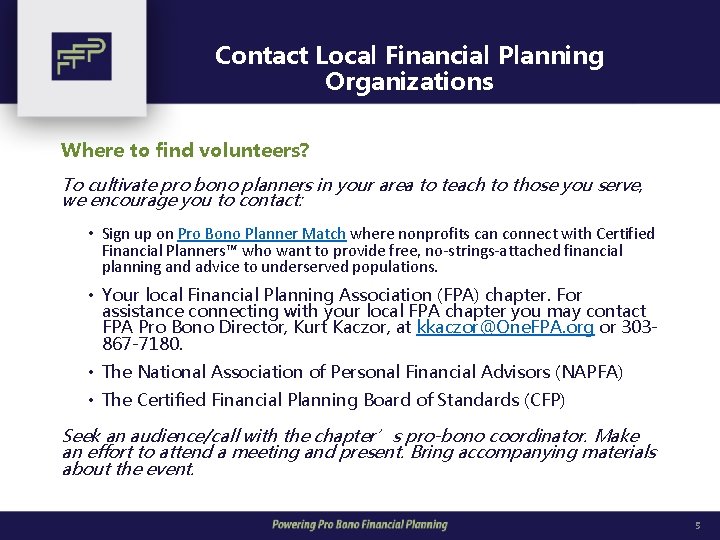 Building a Pro Bono Financial Planning Program Implementation
