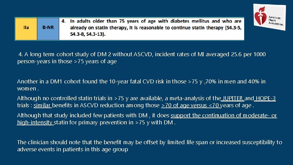 4. A long term cohort study of DM 2 without ASCVD, incident rates of