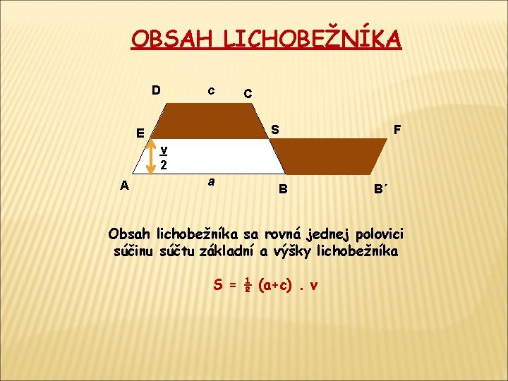 OBSAH LICHOBEŽNÍKA D c C S E F v 2 A a B B´ OBSAH LICHOBEŽNÍKA D c C S E F v 2 A a B B´