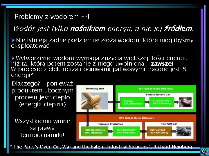 Problemy z wodorem - 4 Wodór jest tylko nośnikiem energii, a nie jej źródłem.