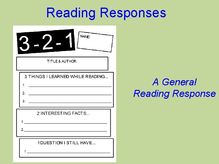 Reading Responses A General Reading Response 