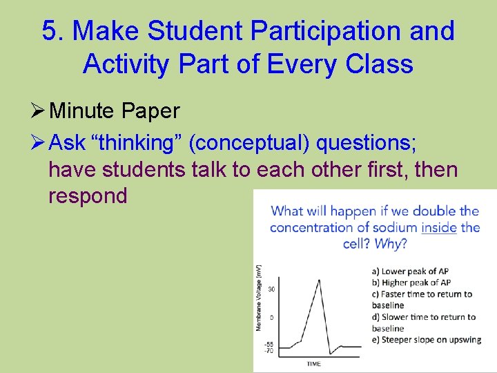 5. Make Student Participation and Activity Part of Every Class Ø Minute Paper Ø